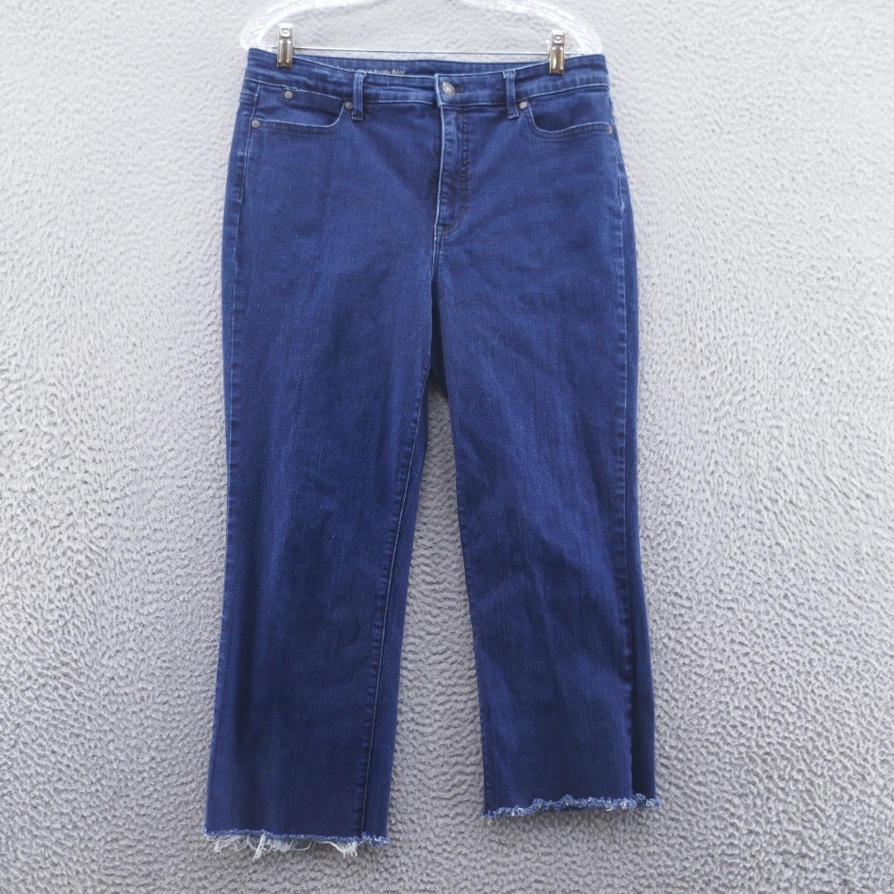 Talbots Womens Flawless High Waist Barely Boot Cropped Jeans 10 Blue Slimming